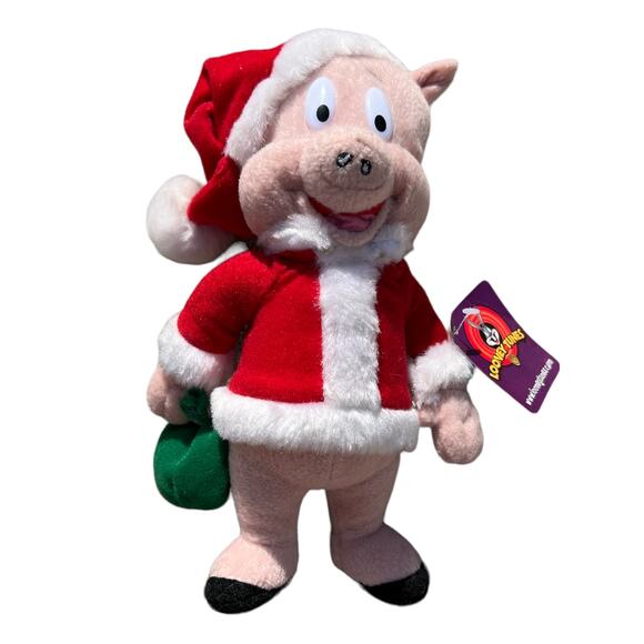 Warner Bros. Looney Tunes 2004 Y2K Porky Pig Santa Plush - Picture 2 of 2
